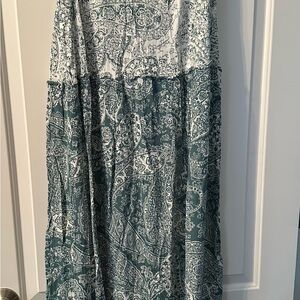 Wonderly Green and White Paisley Maxi Skirt